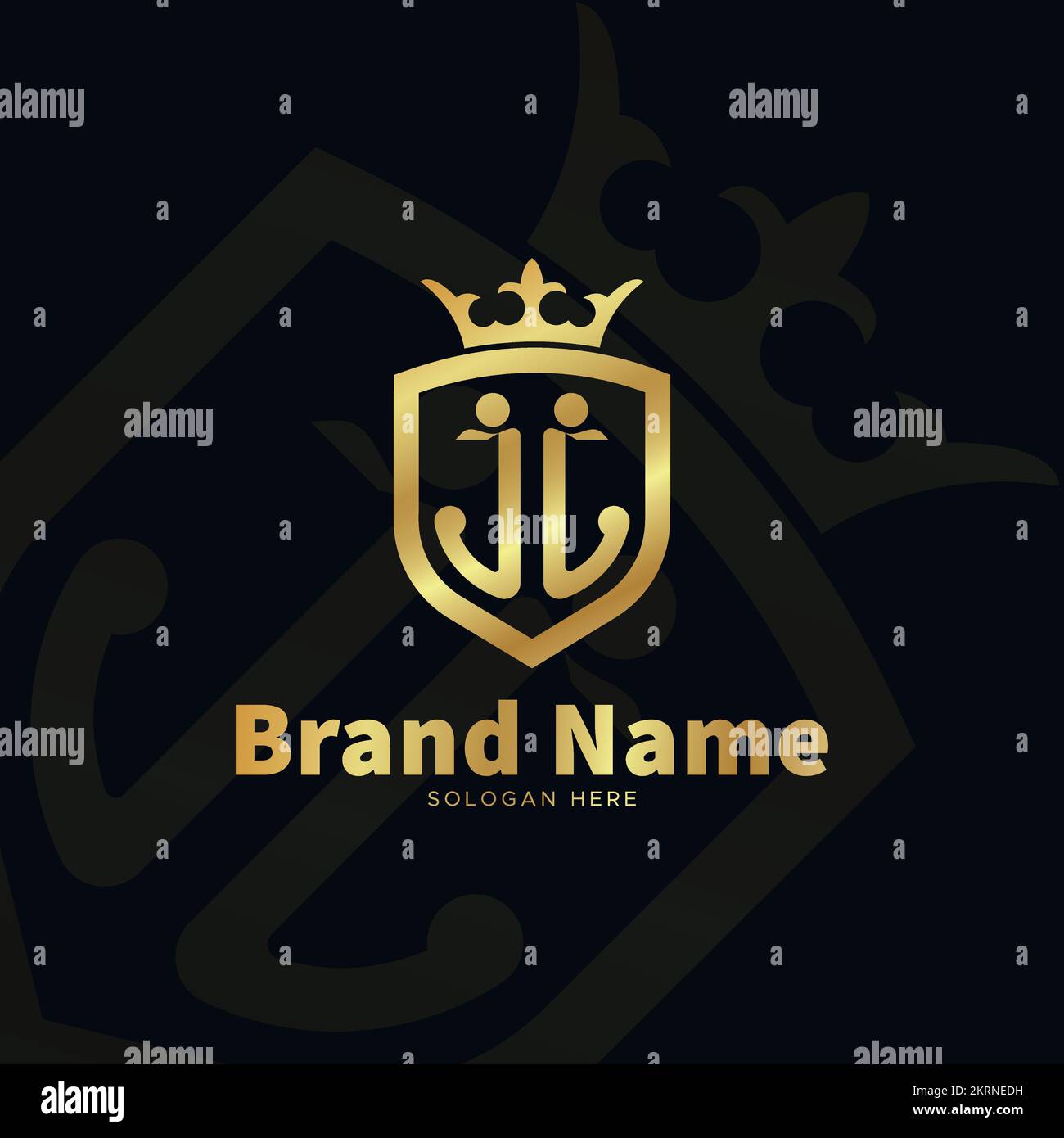 Design-Vorlage für das Vektorlogo mit goldenem J-Buchstaben und Schmuck. Stock Vektor