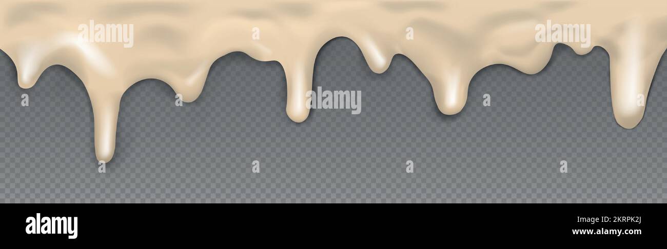 Beige Tropfkaramell, kein Hintergrund, transparente Panoramaschablone – Vektordarstellung Stock Vektor