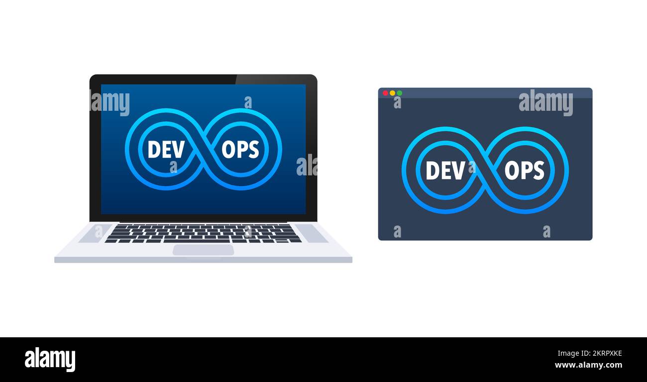 Entwicklungsmethodik für DevOps-Software. Entwicklungsbetriebssoftware. Darstellung des Vektormaterials. Stock Vektor