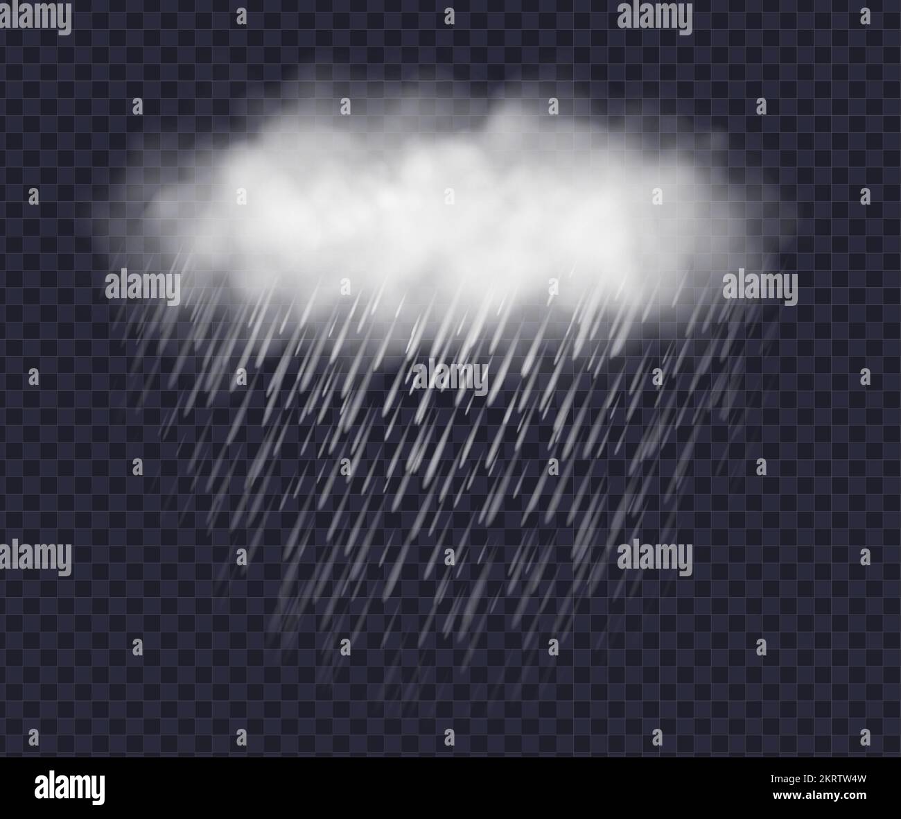 Regenwolke isoliert auf transparentem Hintergrund. Realistische Sturmwolke mit Regen. Stock Vektor