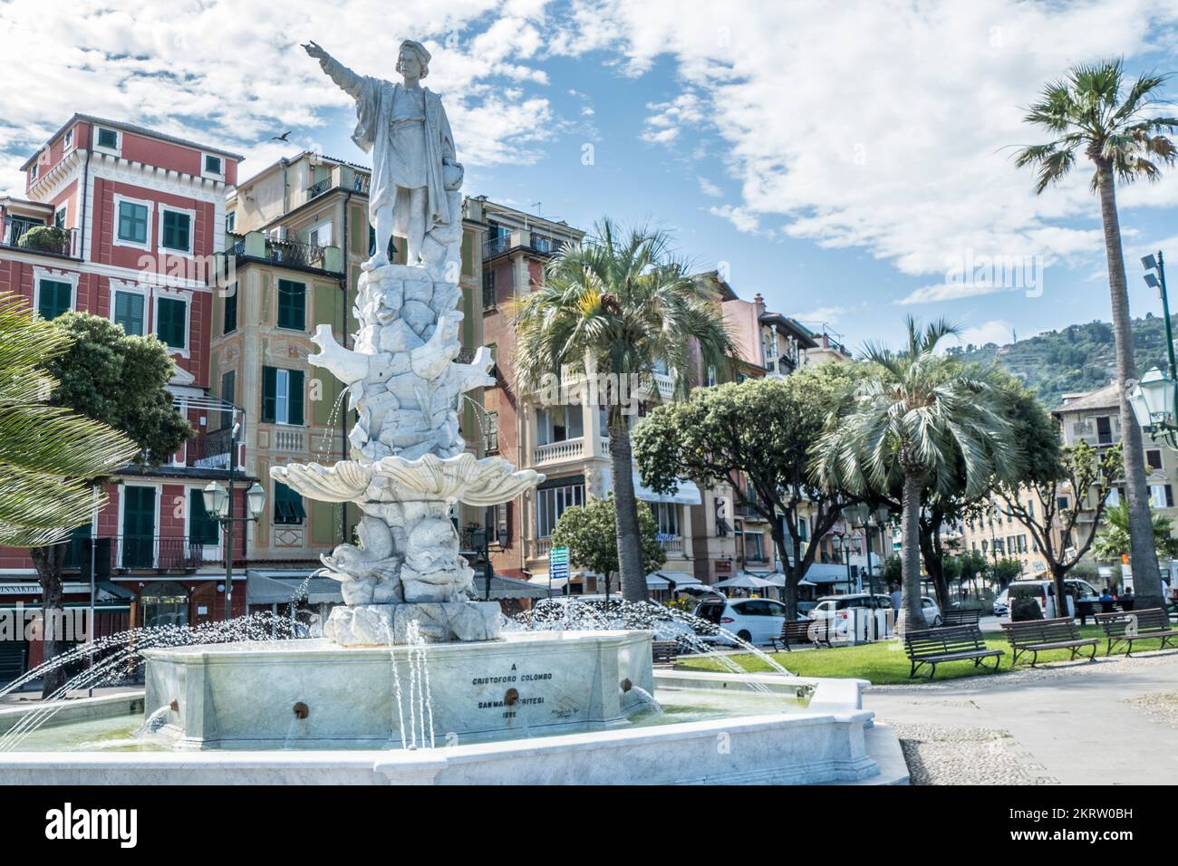 Santa Margherita Ligure, Italien- 07/01/2020: Das Denkmal von Cristoforo Colombo Stockfoto