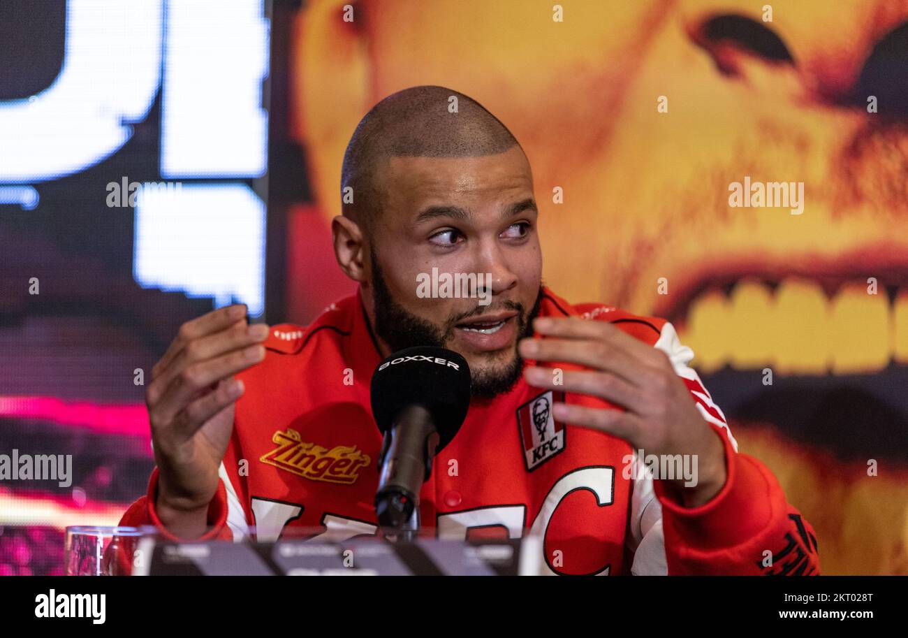 Chris Eubank Jr. während einer Pressekonferenz im Landmark Hotel, London. Der mit Spannung erwartete Wettbewerb zwischen Chris Eubank Jr und Liam Smith findet am 21.. Januar 2023 in der AO Arena in Manchester statt. Foto: Dienstag, 29. November 2022. Stockfoto