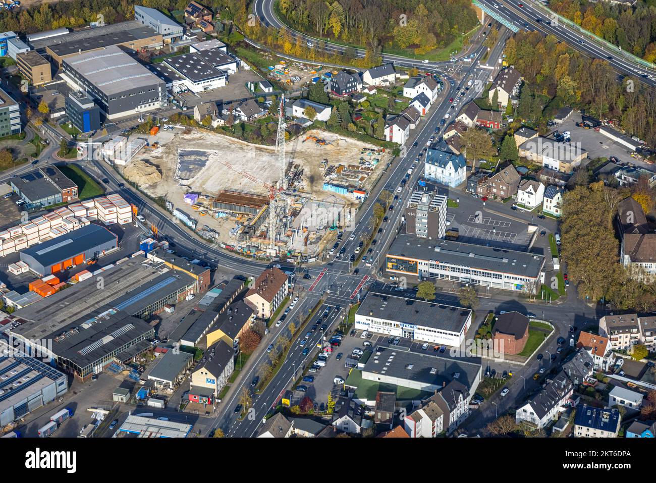 Luftaufnahme, Baustelle und Neubau Gesundheitszentrum Grönemeyer