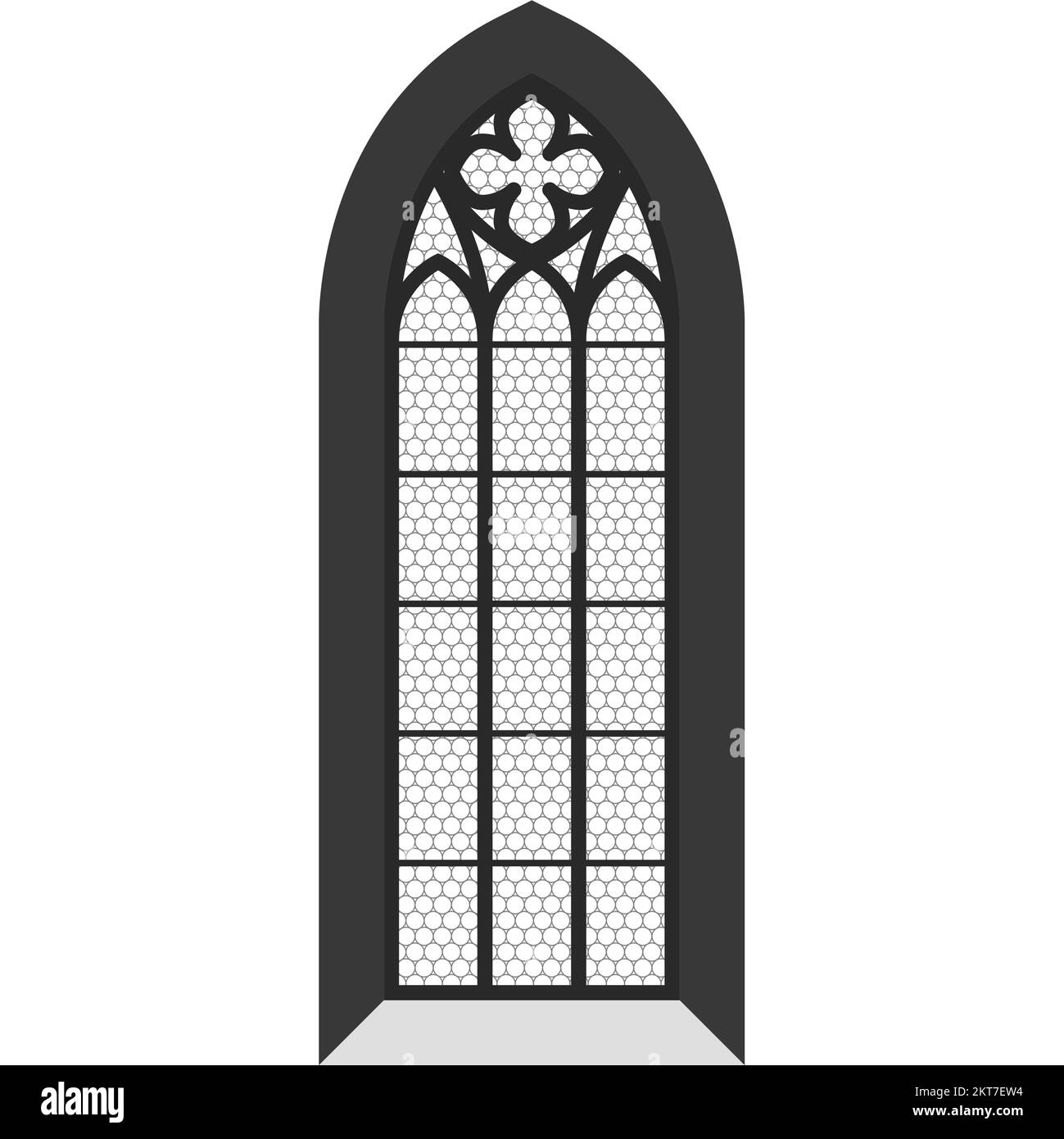 Kirchenfenster, Buntglasfenster im gotischen Stil im Tempel, katholische Kathedrale, Vektor Stock Vektor