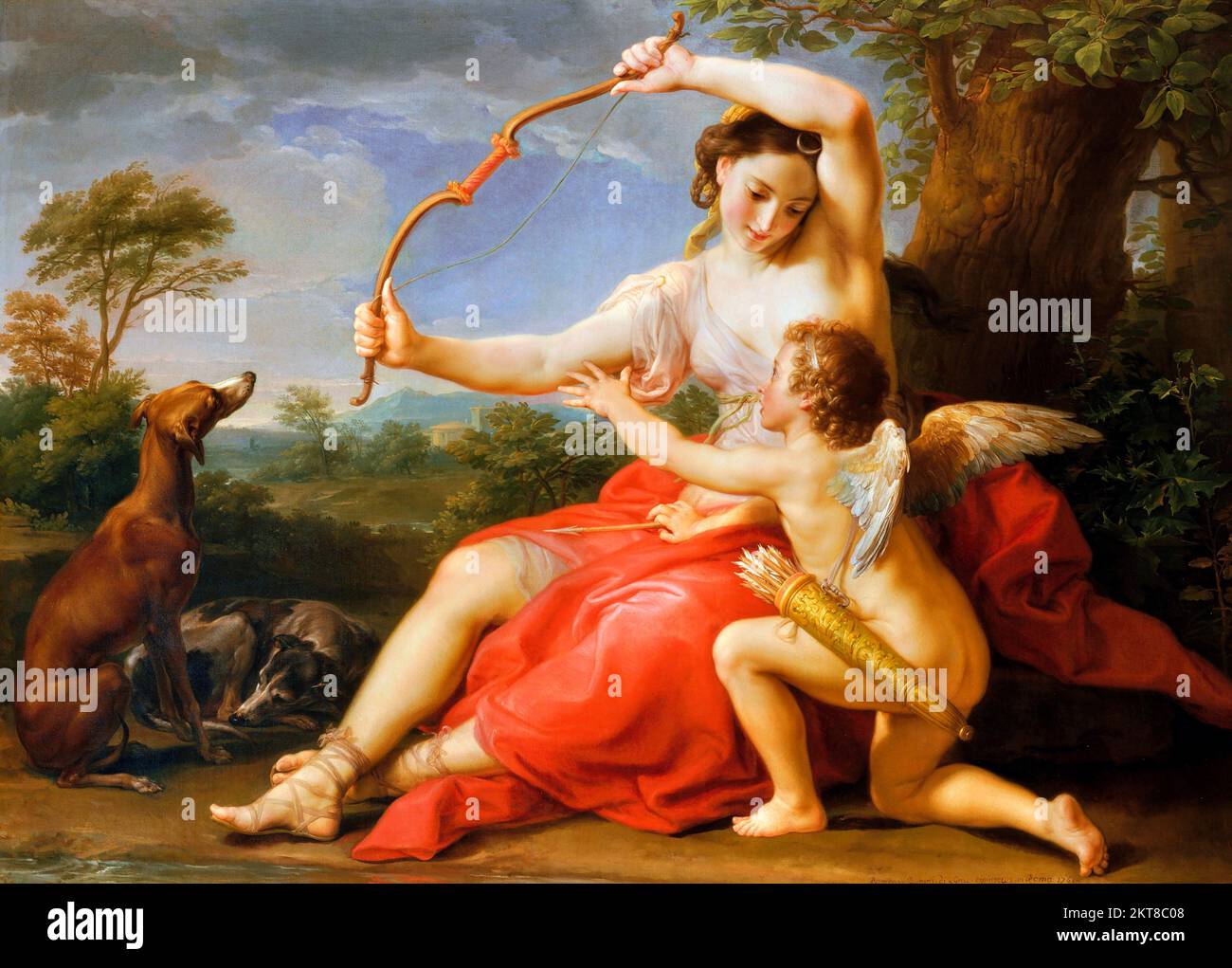 Pompeo Batoni. Gemälde mit dem Titel „Diana and Cupid“ des italienischen Künstlers Pompeo Girolamo Batoni (1708-1787), Öl auf Leinwand, 1761 Stockfoto