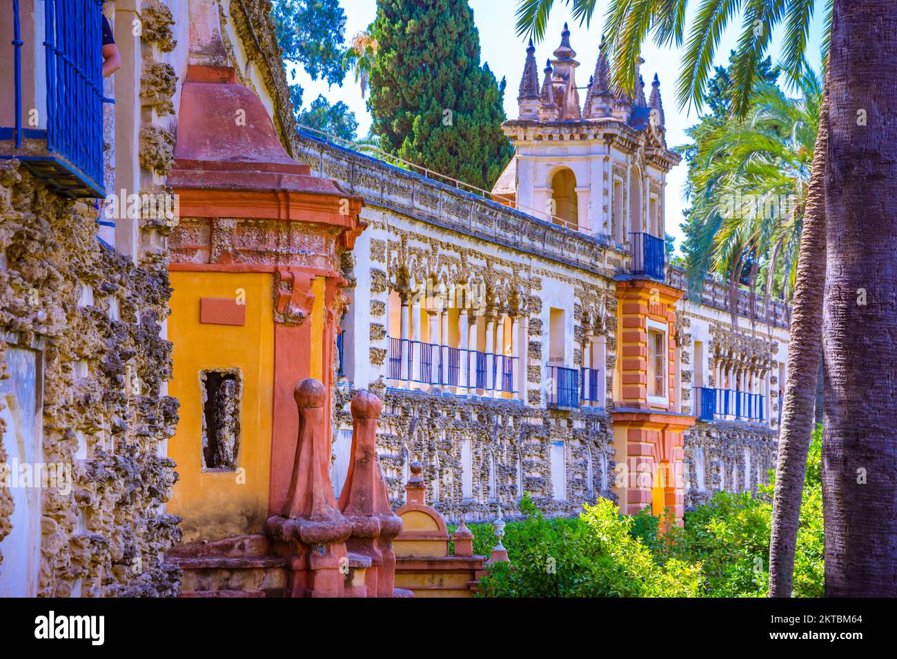 Echte Alcazar Gärten in Sevilla. Andalusien, Spanien Stockfoto