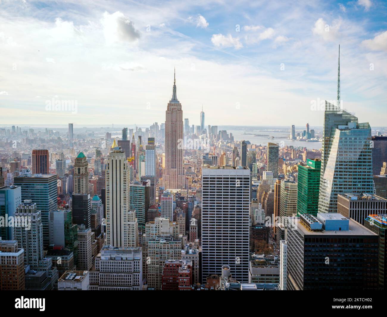 Blick auf Empire State Building, Skyline Manhatten, New York City, New York, USA Stockfoto