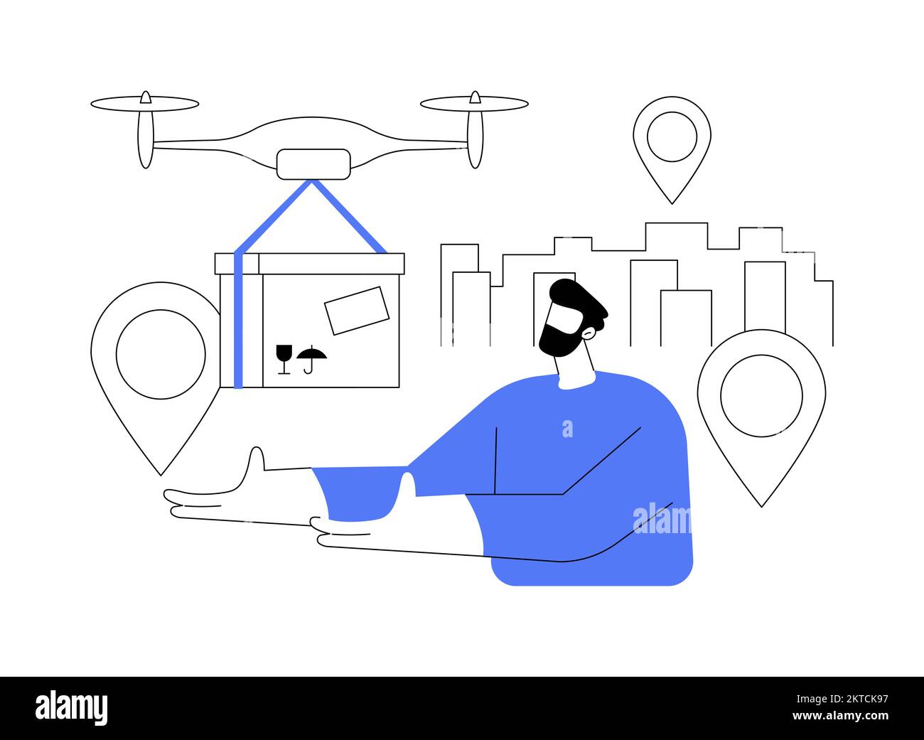 Drohne Lieferung abstraktes Konzept Vektor Illustration. Stock Vektor