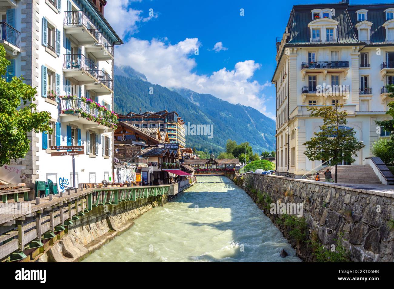 Chamonix Mont Blanc, berühmtes Skigebiet in den Alpen, Frankreich. Stockfoto