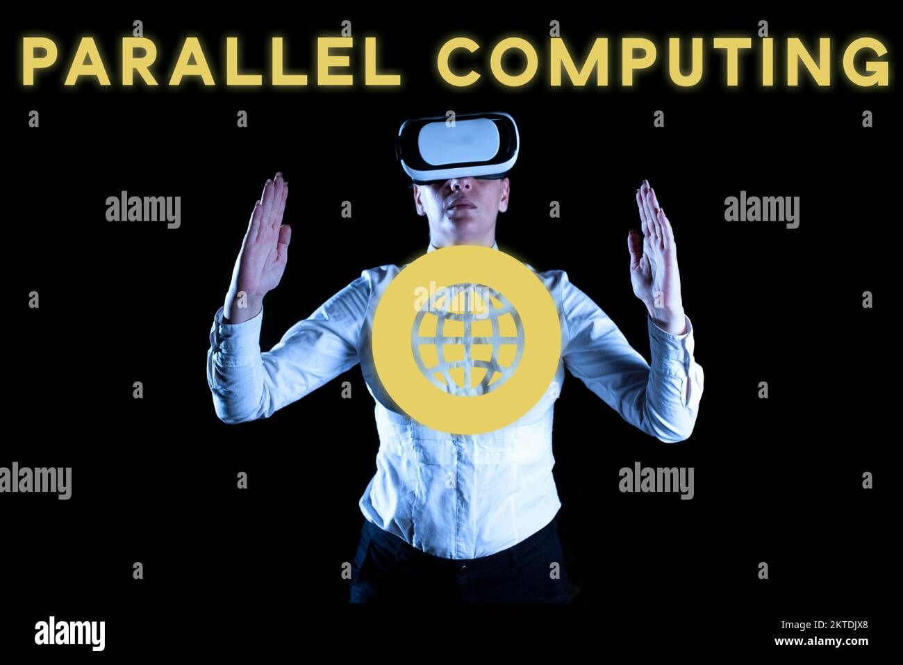 Textzeichen für paralleles Computing, simultane Berechnung des Geschäftsansatzes mithilfe von Software und Hardware Stockfoto