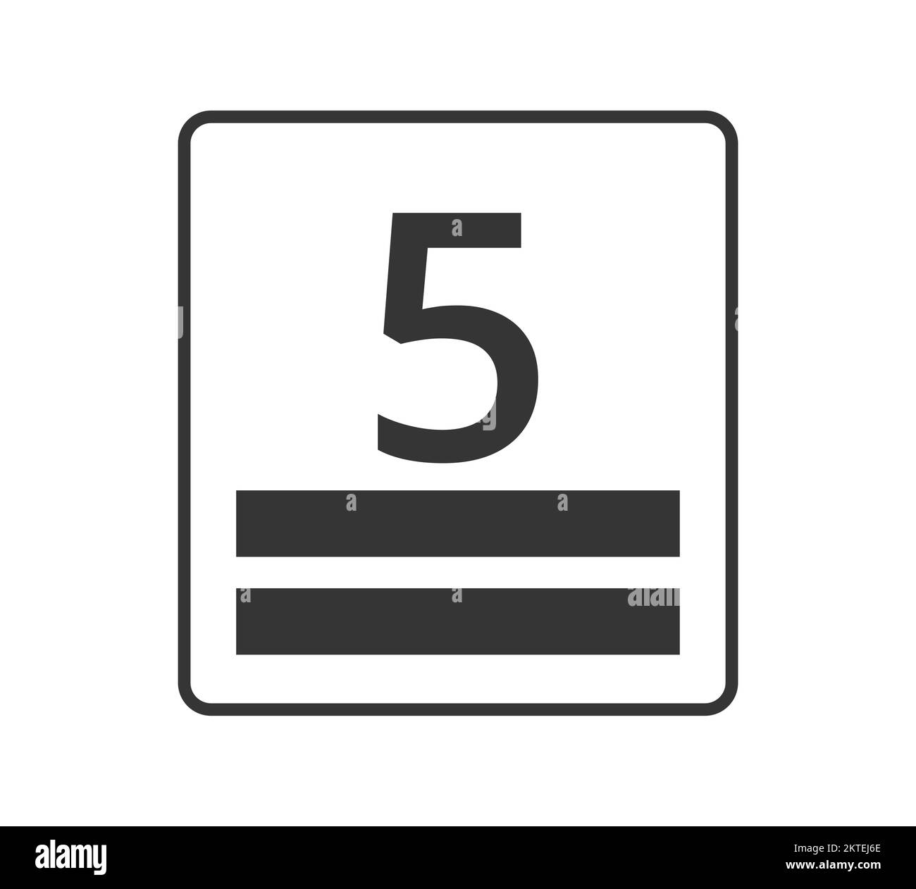 Schwarze Stapelhöhe, Nummer fünf. Konzept von Ökologie und Verpackung. Stock Vektor