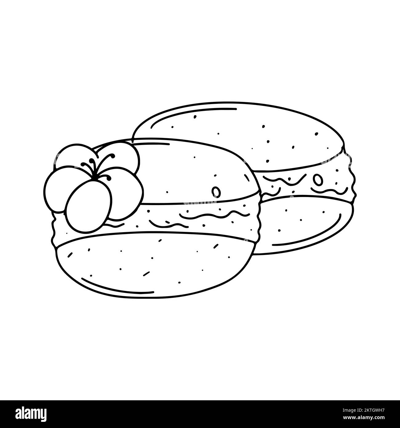 Alfajores im handgezeichneten Doodle-Stil. Traditionelle argentinische süße Vektordarstellung Stock Vektor