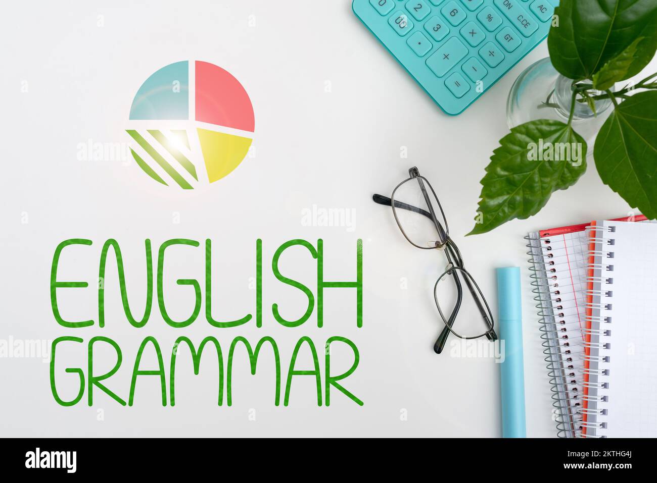 Inspiration mit Zeichen Englisch Grammatik, Kurse zur Geschäftsübersicht decken alle Ebenen des Sprech- und Schreibens in englisch ab Stockfoto