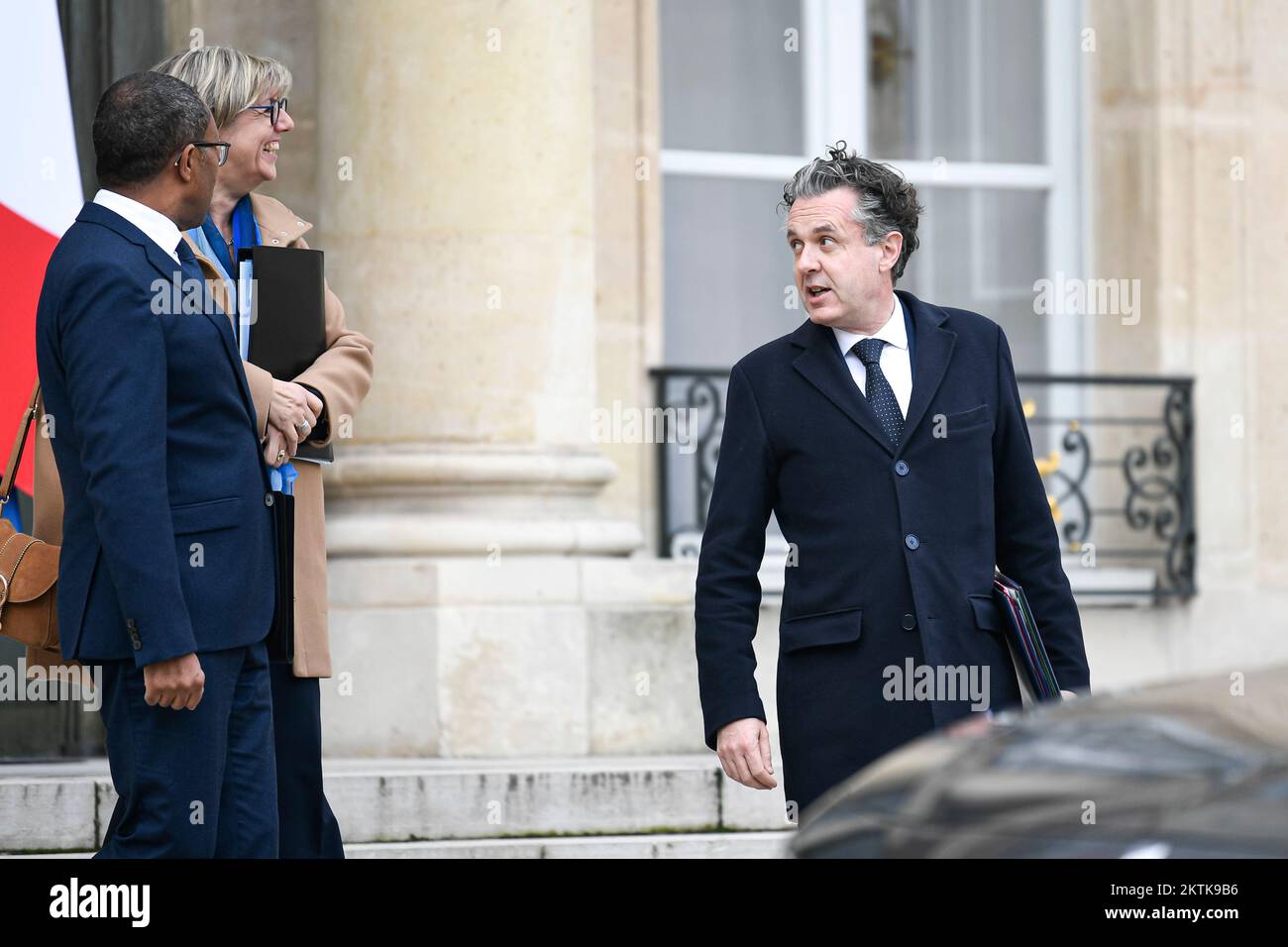 Paris, Frankreich, 29/11/2022, französischer Umweltminister Christophe Bechu nach der wöchentlichen Kabinettssitzung im Elysee-Palast in Paris, Frankreich, am 29. November 2022. Foto: Victor Joly/ABACAPRESS.COM Stockfoto