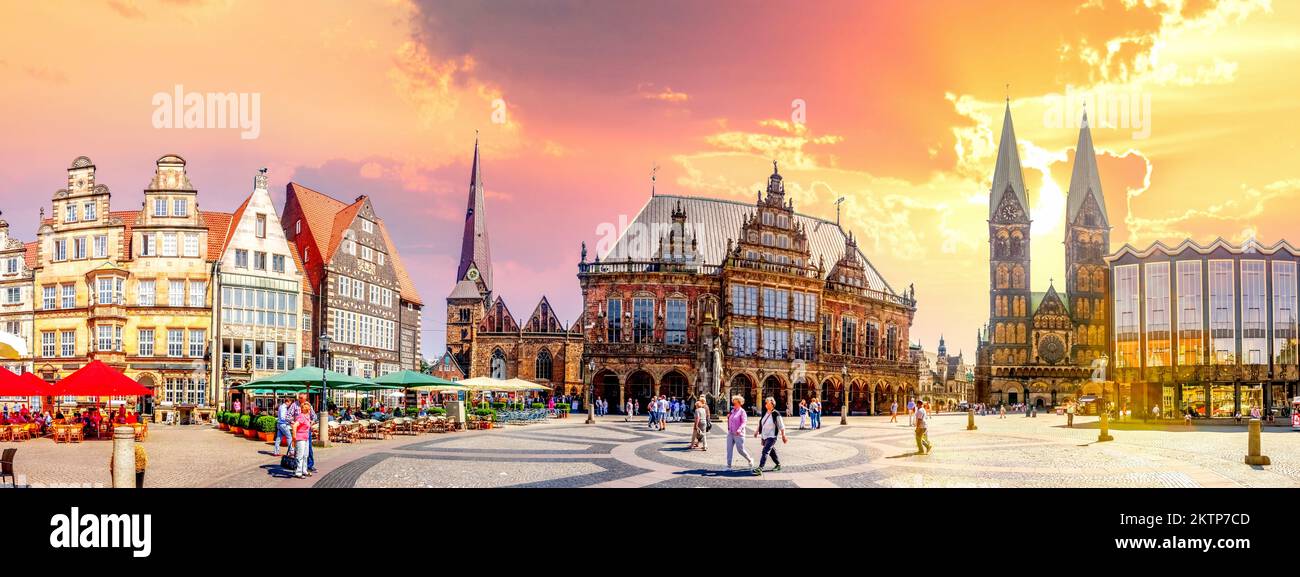 Kathedrale, Rathaus und Markt, Bremen, Deutschland Stockfoto