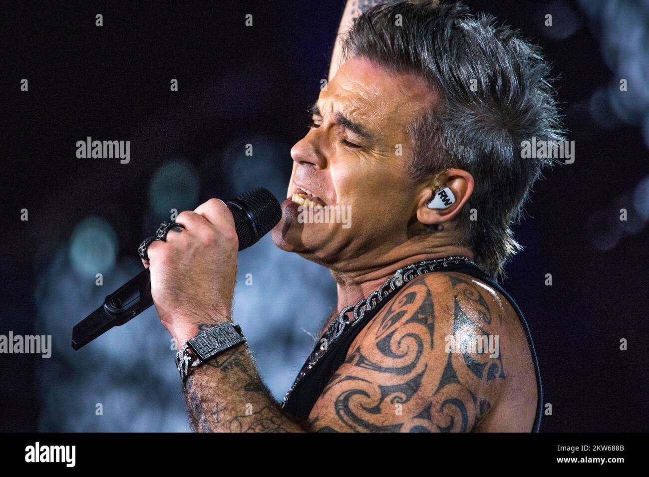 Robbie Williams Concert, Messezentrum, München, 27.08.2022, Europa Stockfoto