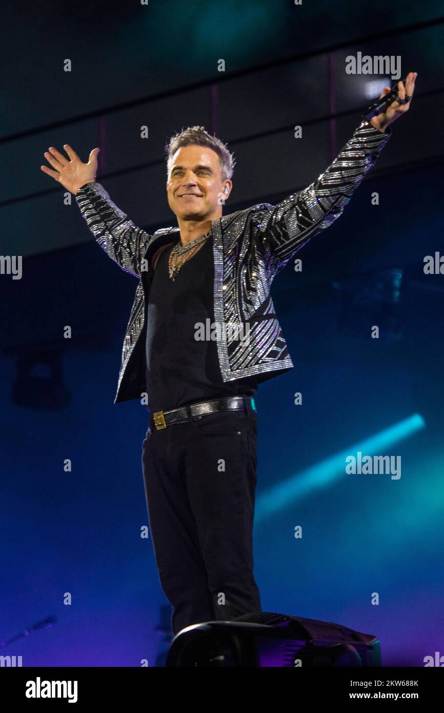Robbie Williams Concert, Messezentrum, München, 27.08.2022, Europa Stockfoto