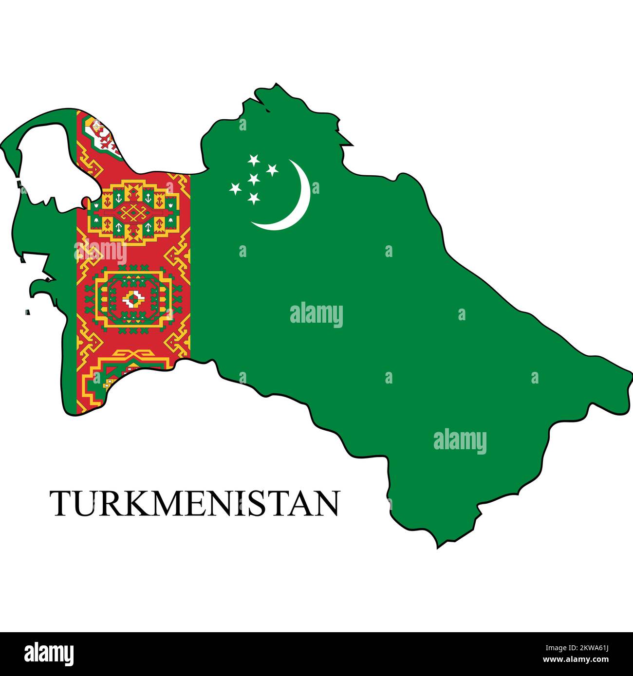 Turkmenistan-Kartenvektordarstellung. Weltwirtschaft. Berühmtes Land. Zentralasien Stock Vektor