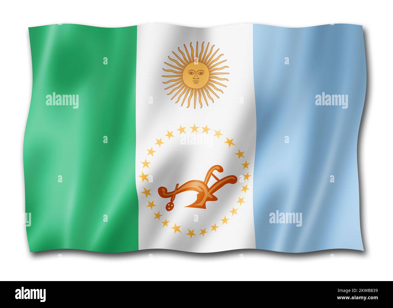 Flagge der Provinz Chaco, argentinische Banner-Kollektion. 3D Abbildung Stockfoto