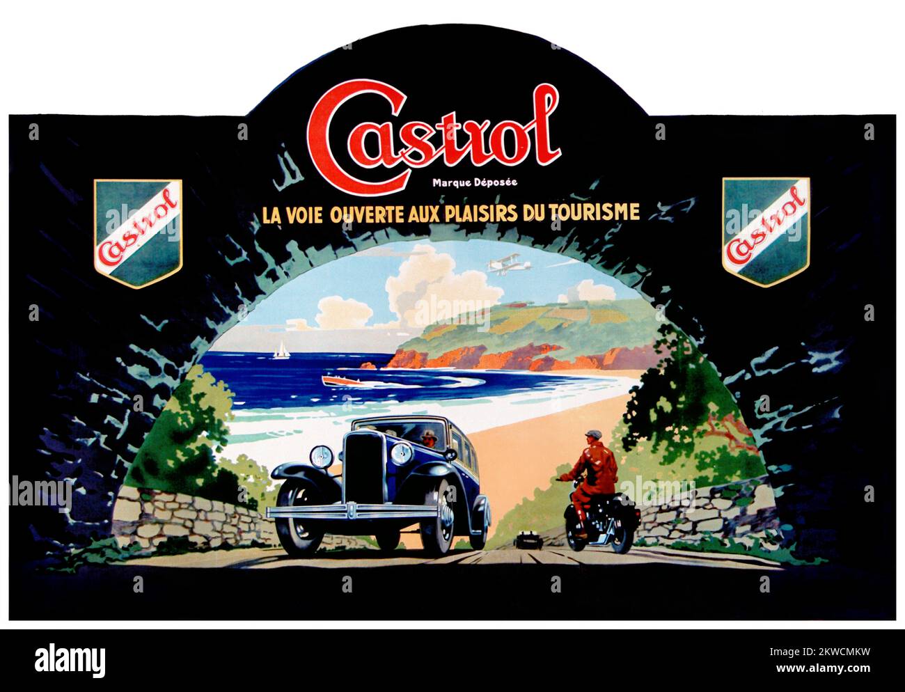 Castrol. Künstler unbekannt. Poster wurde 1932 in Frankreich veröffentlicht. Stockfoto