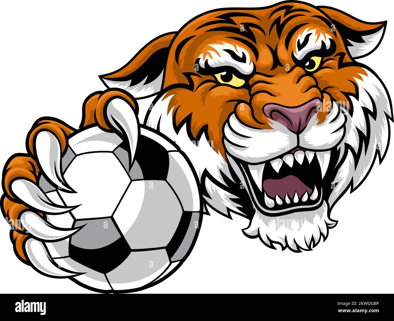 Tiger Fußball Tiersport-Team Maskottchen Stock Vektor