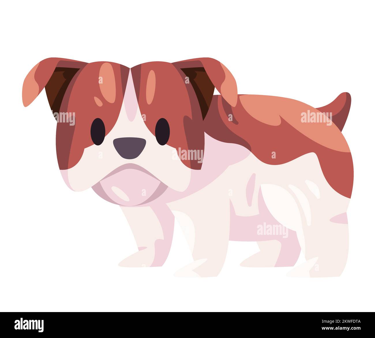 Bulldog Hundewelpen Hündchen sitzt, Illustration freundlich, hellbraun, weiß Stock Vektor