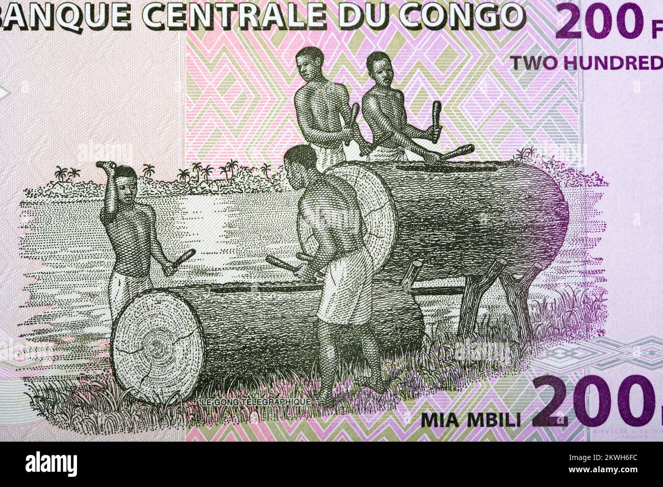 Drummer aus kongolesischem Geld - Franc Stockfoto