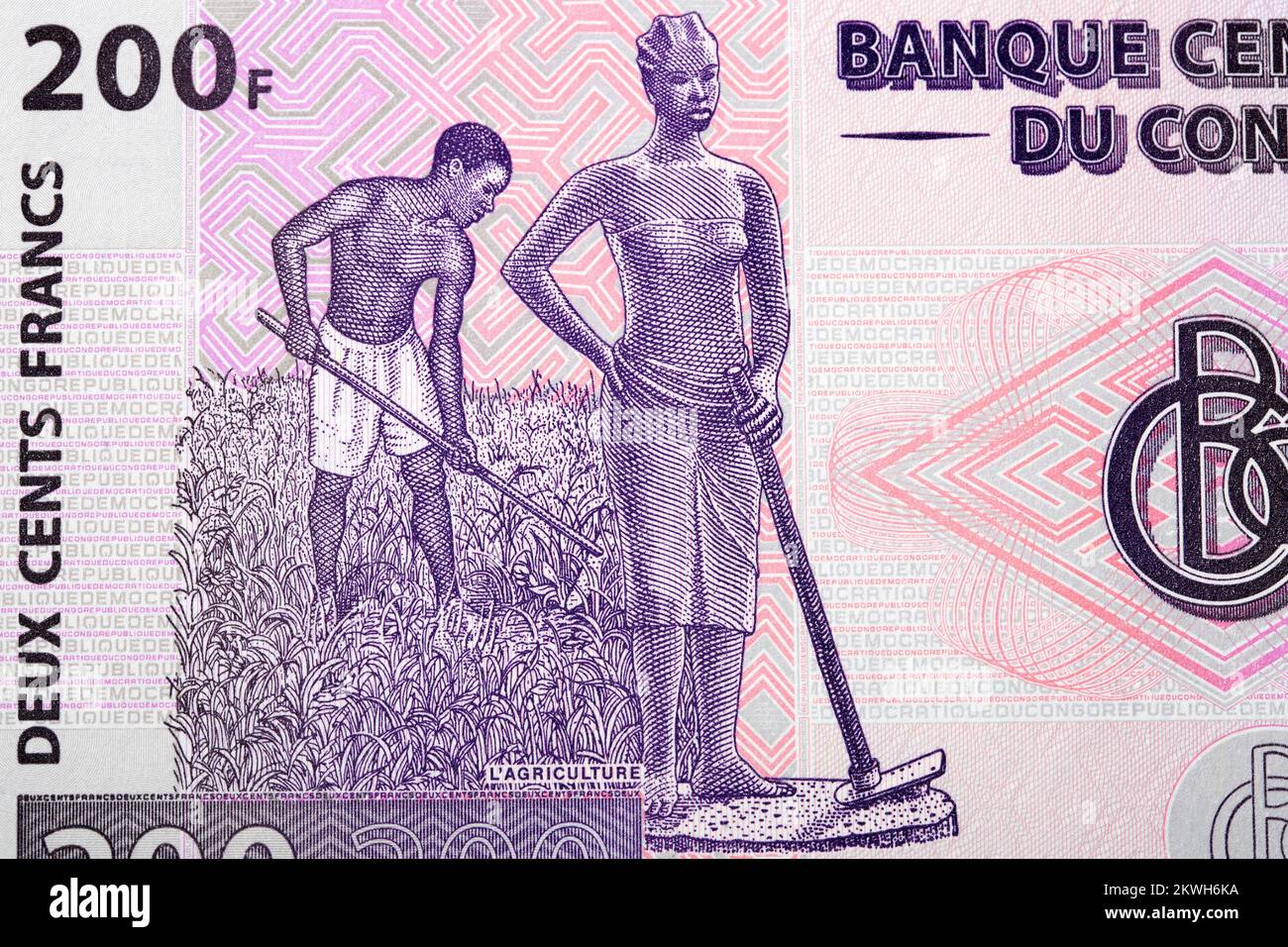 Feldarbeit aus kongolesischem Geld - Franc Stockfoto
