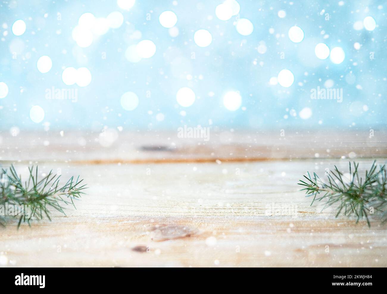 Weihnachtlicher Holzhintergrund. Platz für Text kopieren Stockfoto