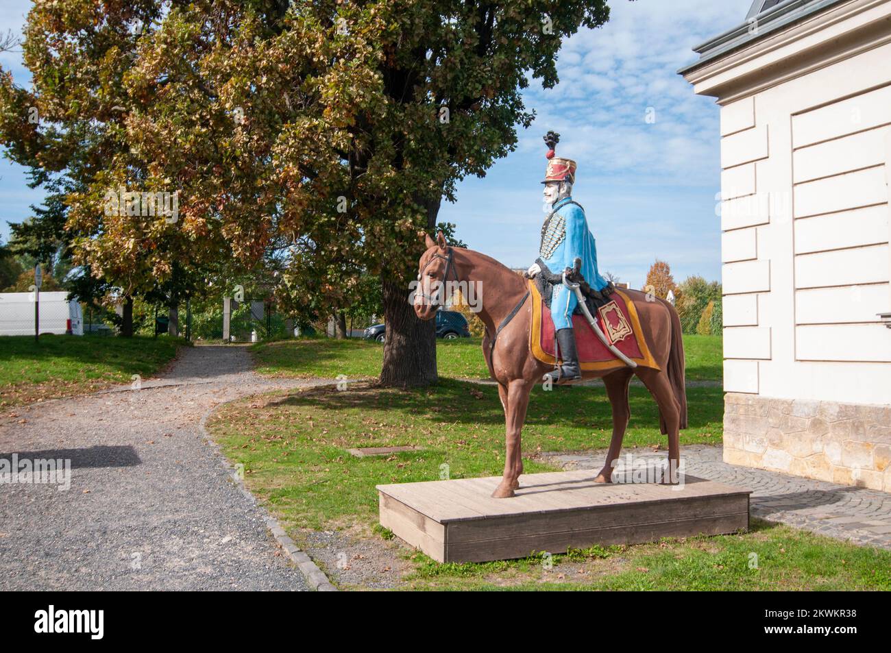 Reiterstatue im Carriage Museum oder Coach Museum im ehemaligen Stall- und Kutschhaus der Festetics Palace ist ein Barockpalast in t Stockfoto