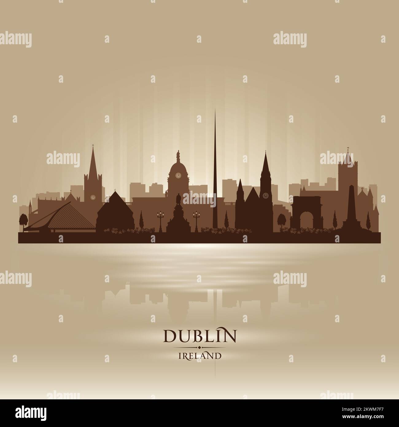 Darstellung der Vektorsilhouette der Skyline von Dublin Irland Stock Vektor