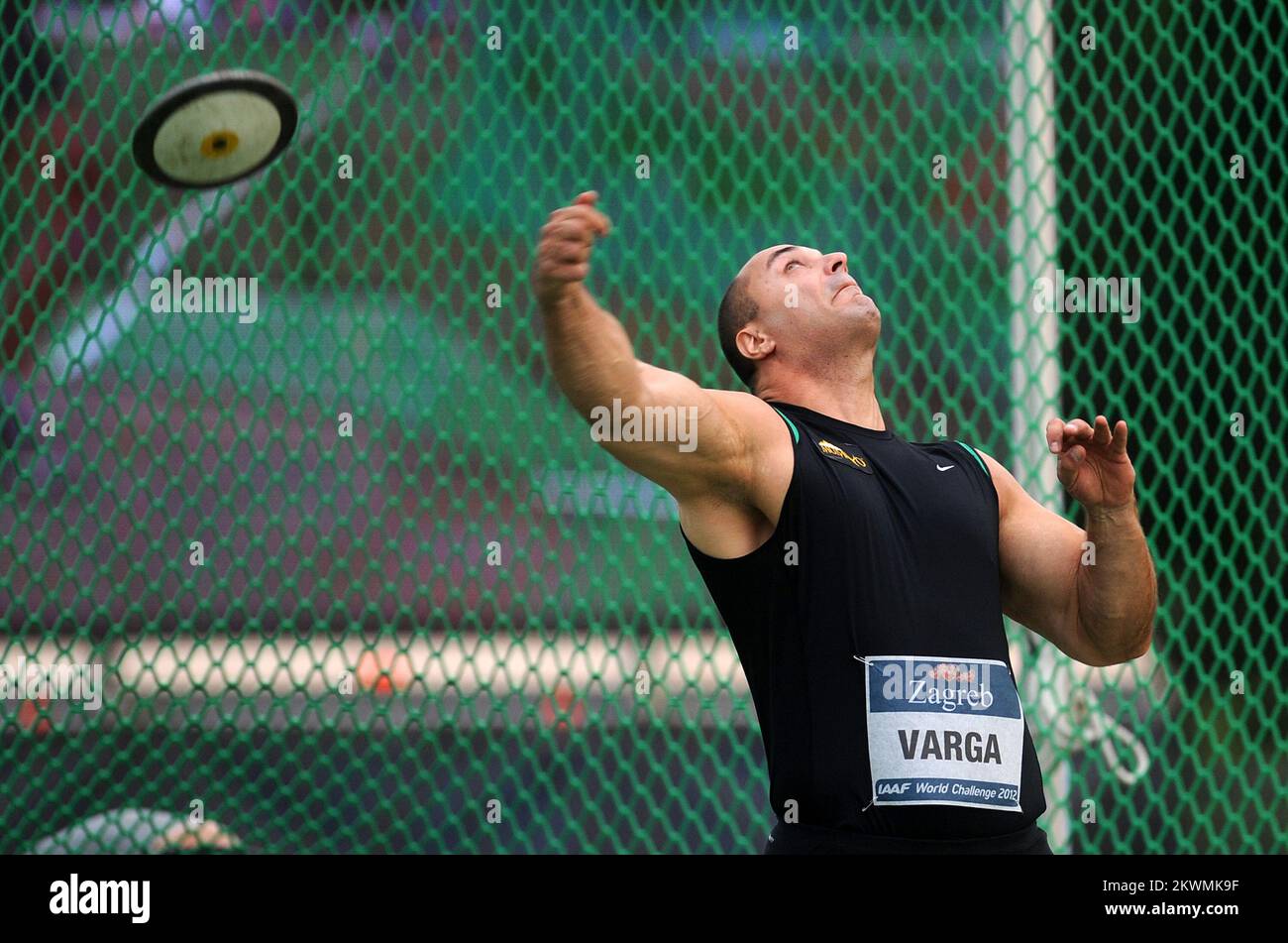 04.09.2012., Zagreb, Kroatien - IAAF Grand Prix Zagreb 2012, das 62.. Boris Hanzekovic Memorial Meeting im Mladost Sports Park. Männerdiskuswurf, Roland Robert Varga. Foto: Daniel Kasap/PIXSELL Stockfoto