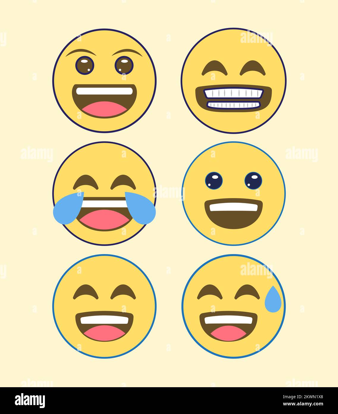 Cute Kawaii Sterne Gesicht Emoticon Charakter Stock-Vektorgrafik - Alamy