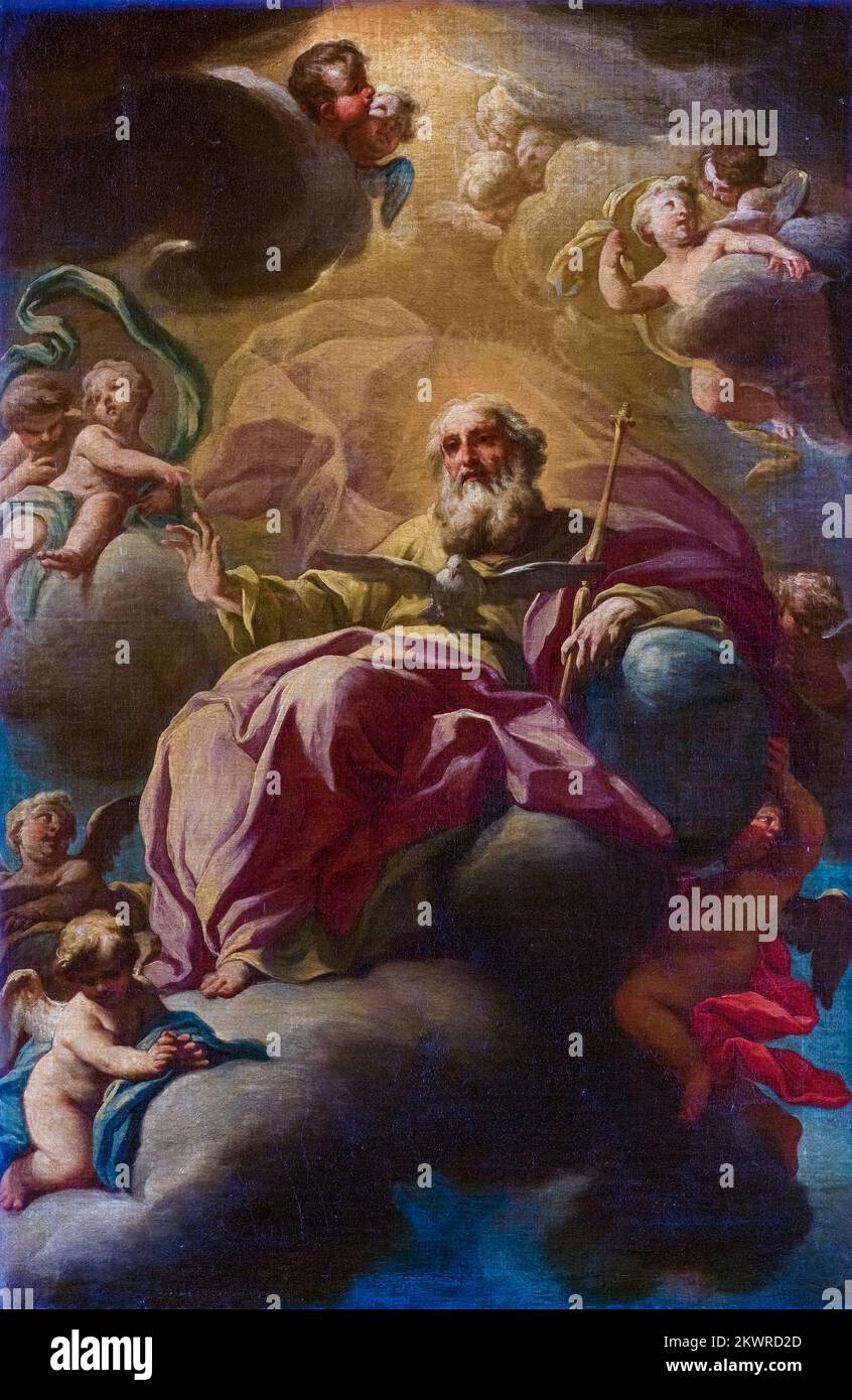 Domenico Antonio Vaccaro, Gott der Vater und der Heilige Geist, gemalt in Öl auf Leinwand, 1700-1710 Stockfoto