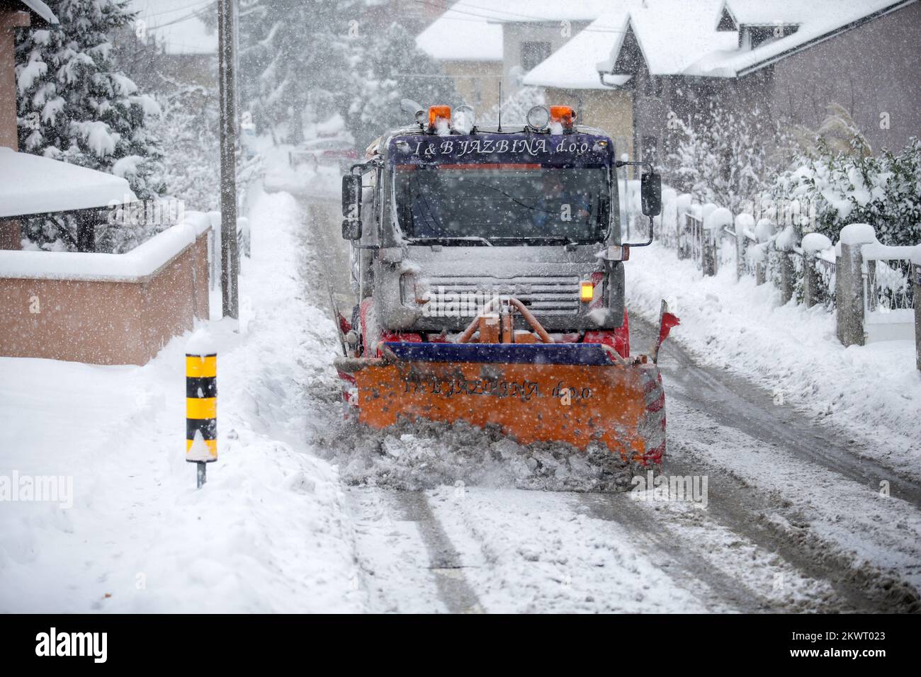 28.12.2014., Kroatien, Zagreb - der Zyklon Ines, der heute Abend in Kroatien ankam, hat große Mengen Schnee und niedrige Temperaturen gebracht. Foto: Petar Glebov/PIXSELL Stockfoto