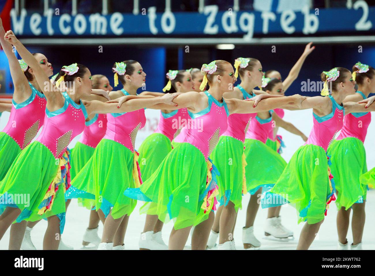 14.03.2015., Kroatien, Zagreb - Junior World Synchronized Skating Championships. Team Großbritannien. Foto: Goran Jakus/PIXSELL Stockfoto