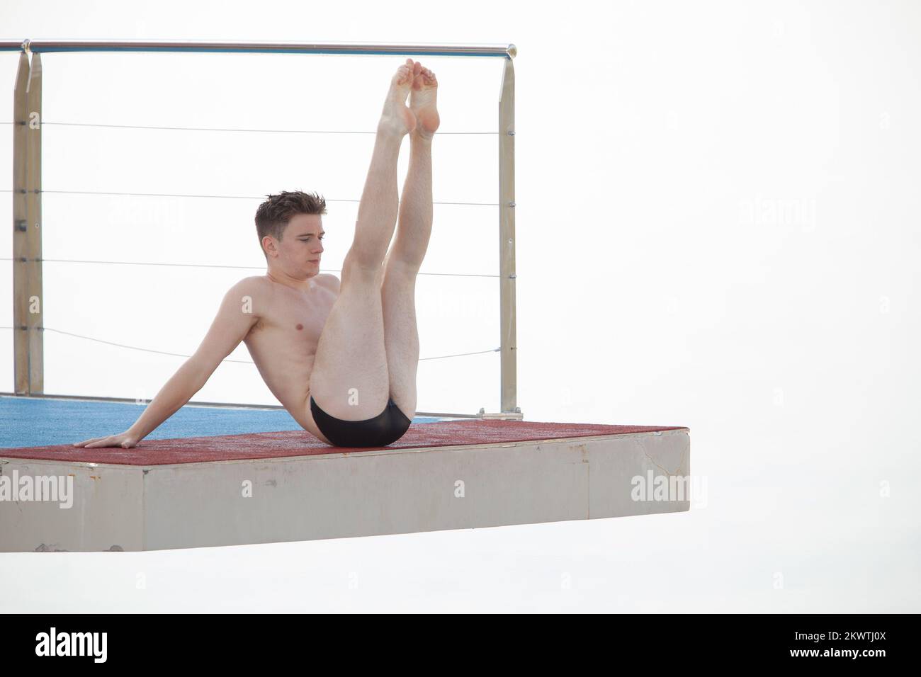 Matthew Lee vom britischen Tauchteam während des Trainings in Pools in Kantrida, Rijeka, Kroatien. Stockfoto