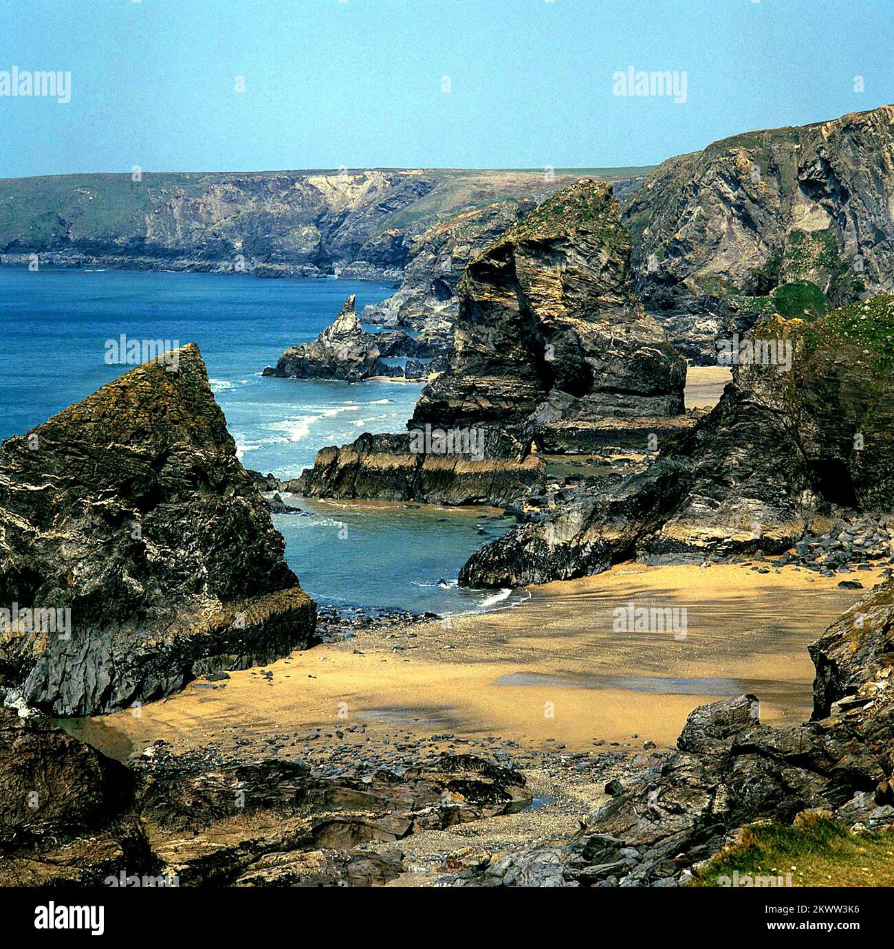 Carnewas und Bedruthan Treppe, Cornwall. UK Stockfoto