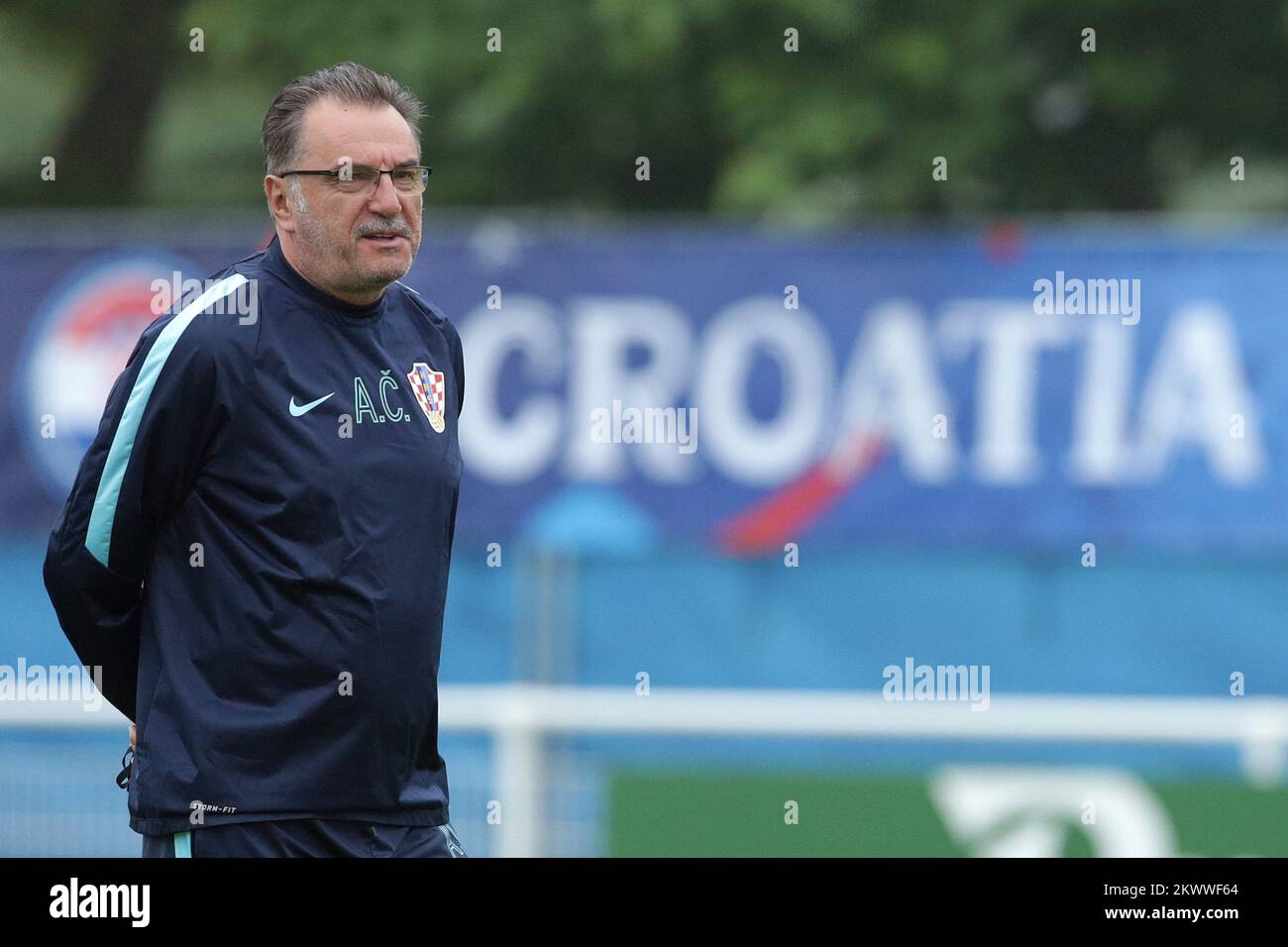 08.06.2016., Deauville, Frankreich - kroatische Nationalmannschaft trainiert auf dem Spielplatz Parc de Loisirs in Deauville. Ante Cacic. Stockfoto