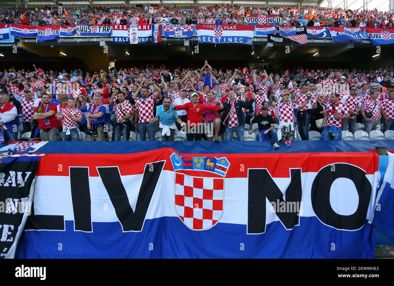 25.06.2016 . , Linse , Frankreich - UEFA EURO 2016, Runde 16 , Kroatien - Portugal. Ventilatoren Stockfoto