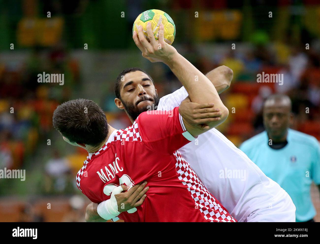 15.08.2016., Rio de Janeiro, Brasilien - Olympische Spiele Rio 2016. Handbal Match, Kroatien - Tunis. Stockfoto