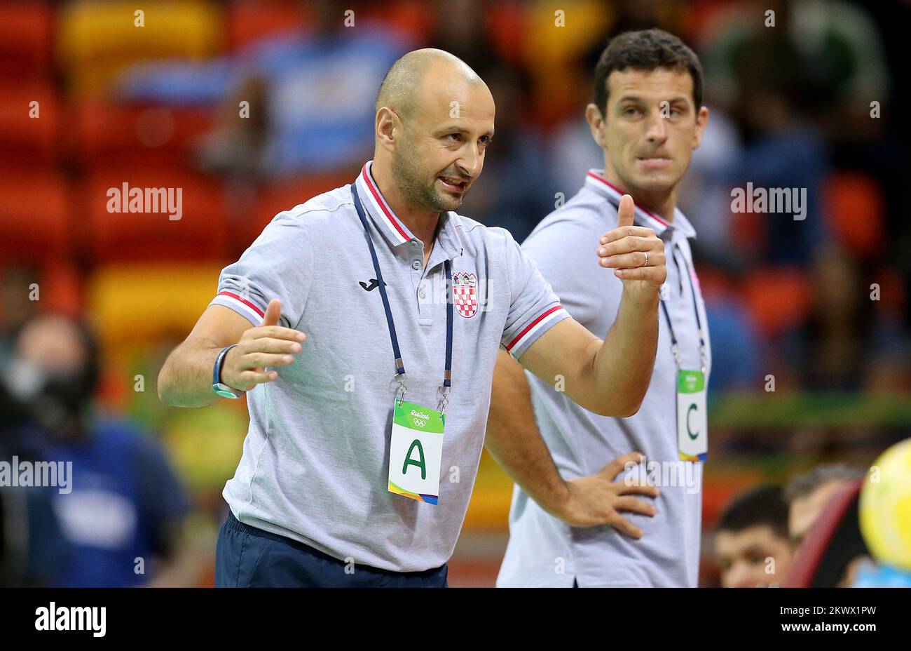 15.08.2016., Rio de Janeiro, Brasilien - Olympische Spiele Rio 2016. Handbal Match, Kroatien - Tunis. Zeljko Babic. Stockfoto