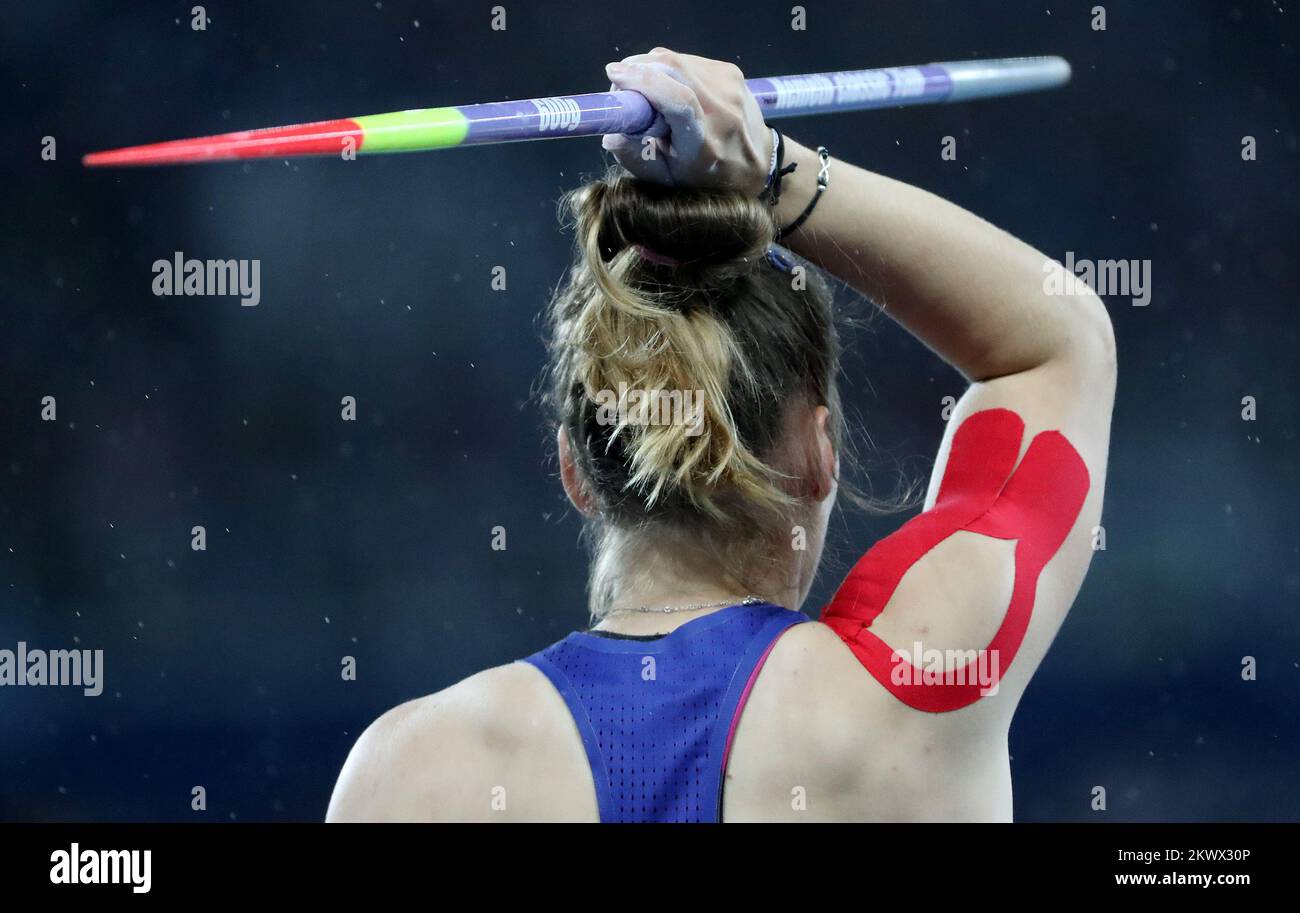 18.08.2016., Rio de Janeiro, Brasilien - die kroatische Sara Kolak gewann das Olympische Frauenjavelin-Finale. Die 21-jährige Croat hat mit ihrem vierten Mal ihre persönliche Bestzeit und einen nationalen Rekord aufgestellt. Stockfoto