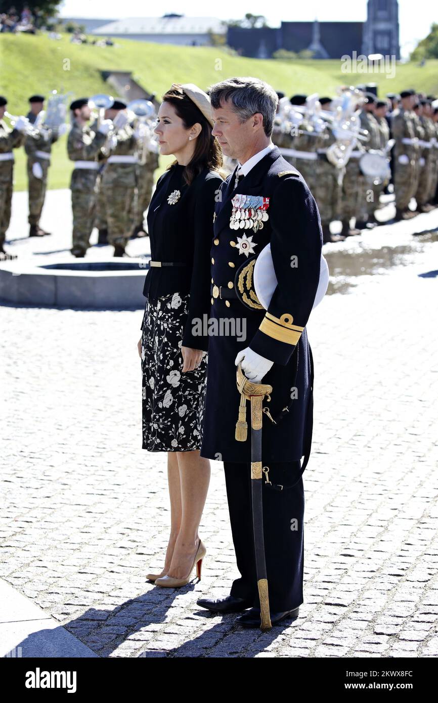 Kronprinzessin Mary, Kronprinz Frederik, königliche Teilnehmer am Tag der Nationalflagge für die dänischen Soldaten im Ausland. Kopenhagen, Dänemark. 5. September 2016. Stockfoto