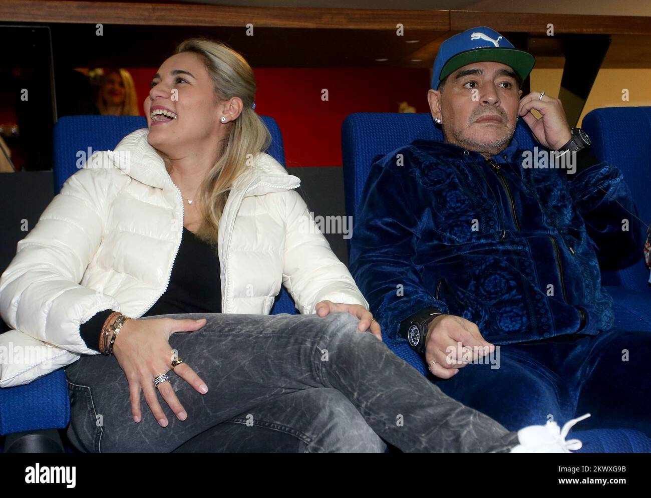 25.11.2016., Arena Zagreb, Zagreb - Davis Cup Finals, Kroatien - Argentinien. Einer der besten Fußballspieler aller Zeiten, der argentinische Diego Maradona, in Begleitung von Freundin Rocio Oliva, erreichte das Finale des Davis Cup Foto: Igor Kralj/PIXSELL Stockfoto