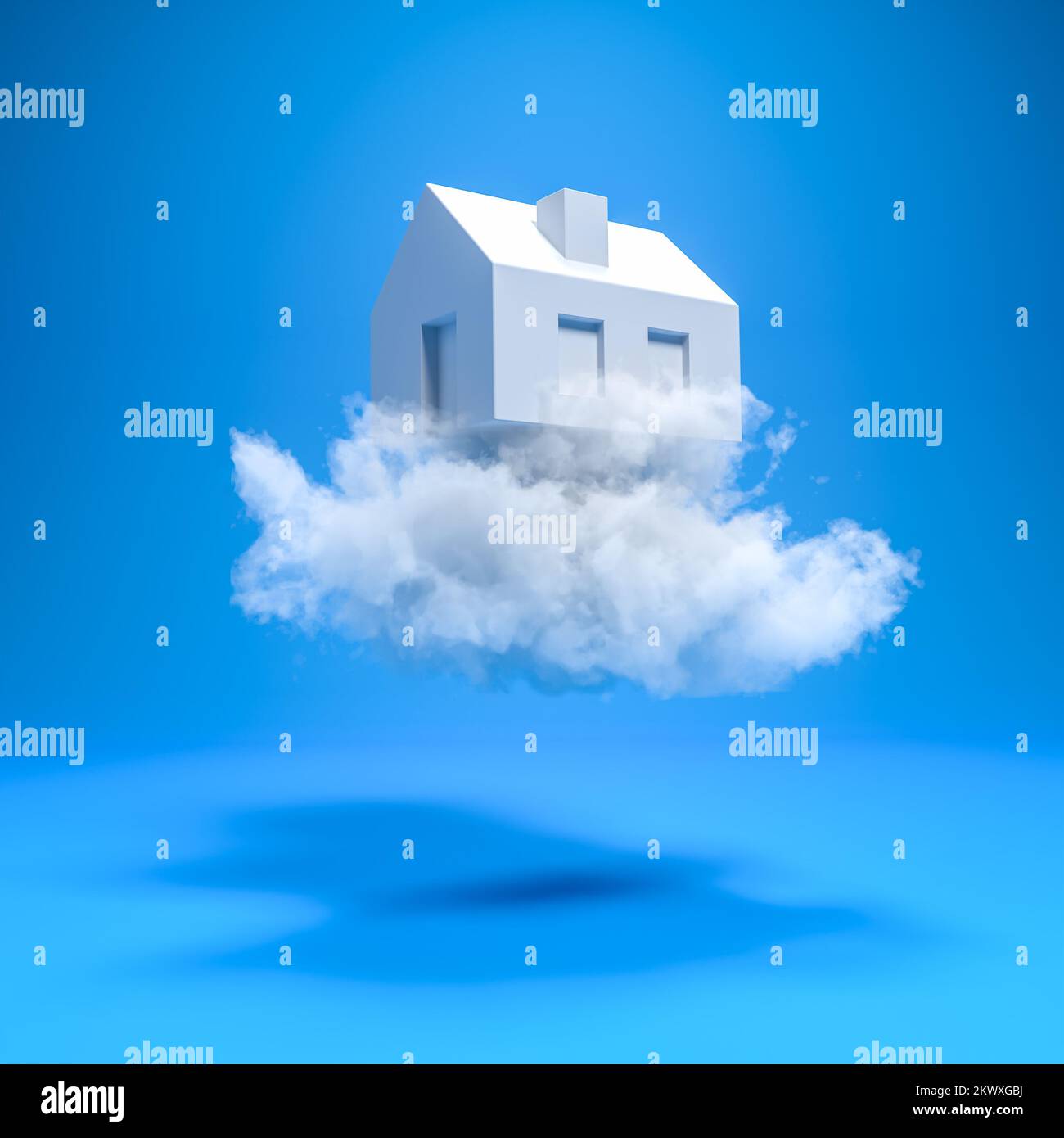 Ein Familienheim in der Cloud: Konzept für den Traum eines Privathauses Stockfoto