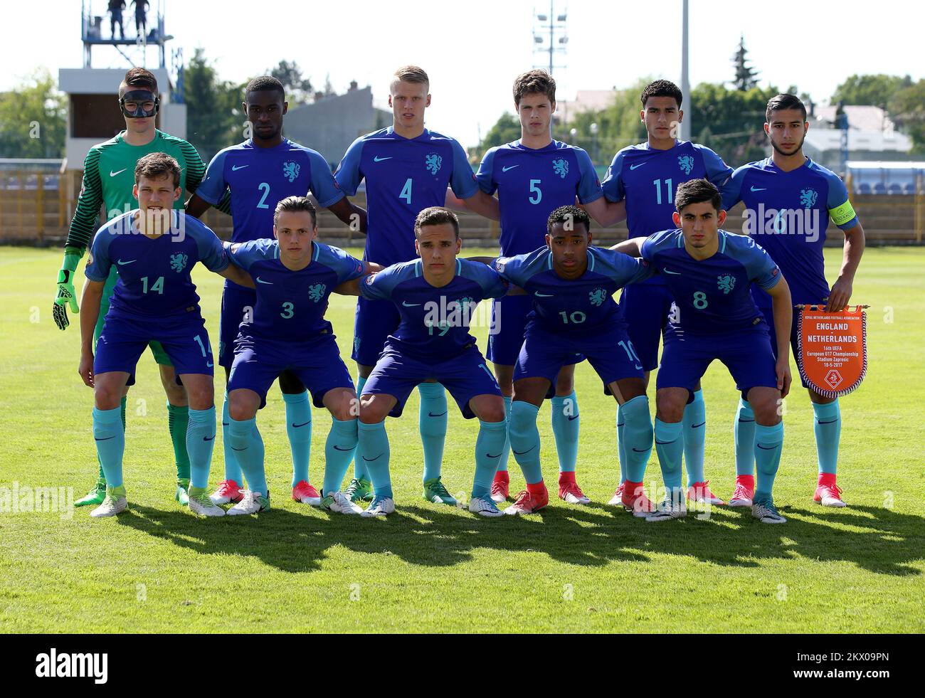 10.05.2017., Zapresic, Kroatien - UEFA European U-17 Championship 2017, Gruppe D, 3.. Runde, England gegen Niederlande. Jasper Schendelaar, Lutsharel Geertruida, Micthel Bakker, Kik Pierie, Zakaria Aboukhlal, Achraf El Bouchataoui, Thijs Oosting, Tijn Daverveld, Bradly Van Hoeven, Juan Familio-Castillo, Dogukan Haspolat. Foto: Igor Kralj/PIXSELL Stockfoto