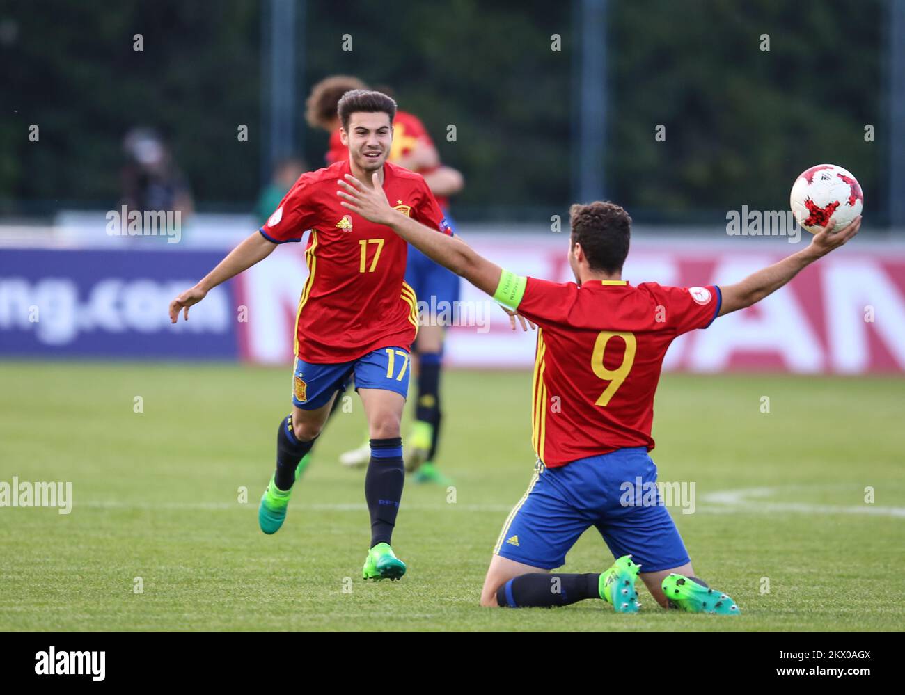 12.05.2017., Varazdin, Kroatien – UEFA-Europameisterschaft unter 17 Jahren, Viertelfinale, Frankreich gegen Spanien. Abel Ruiz, Jose Alonso. Foto: Igor Soban/PIXSELL Stockfoto