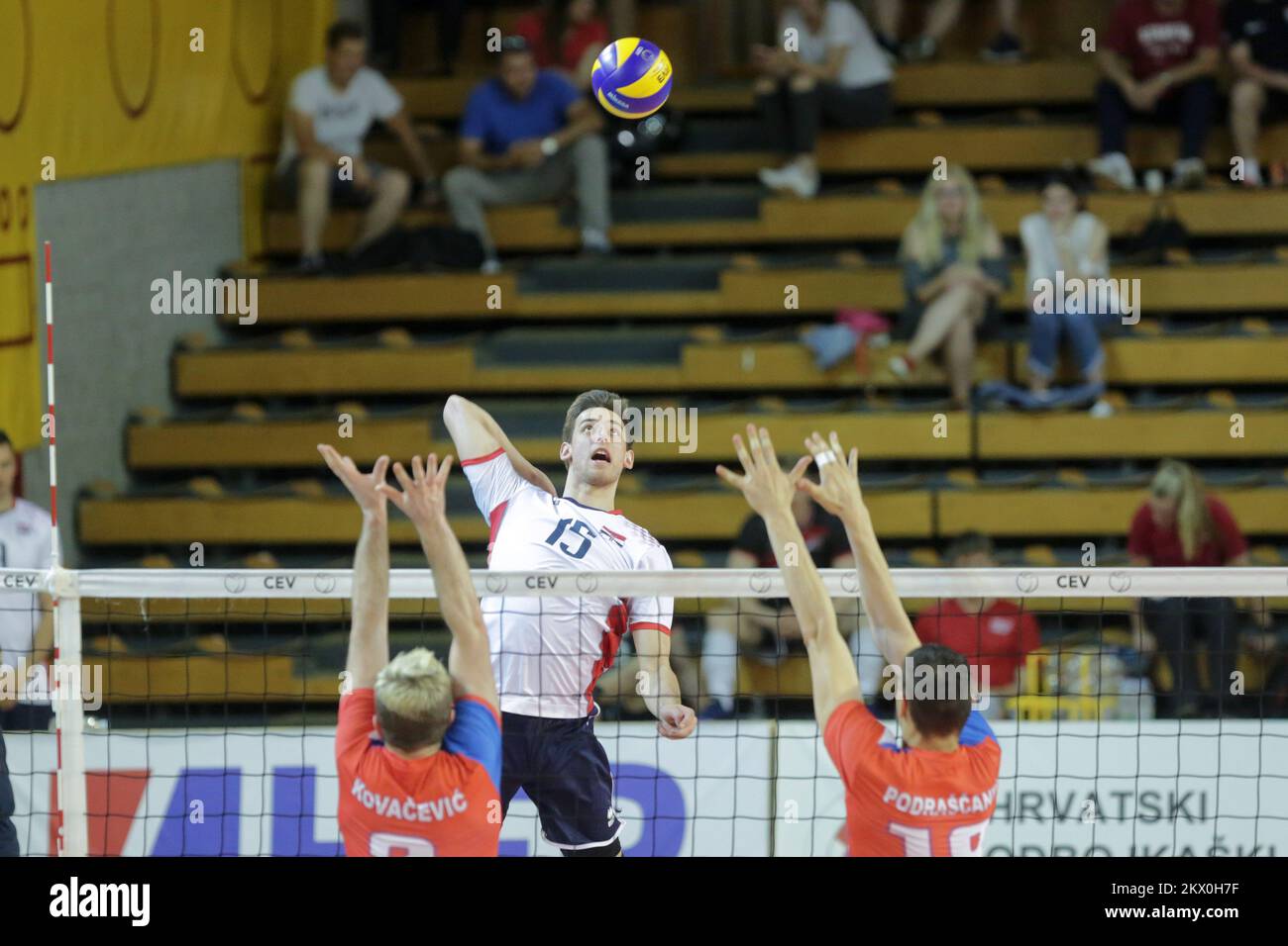 28.05.2017., Zagreb, Kroatien - 2018 FIVB Volleyball World Championship - Men European Qualification, 5.. Runde, Gruppe E, Kroatien gegen Serbien. Leo Andric. Foto: Luka Stanzl/PIXSELL Stockfoto