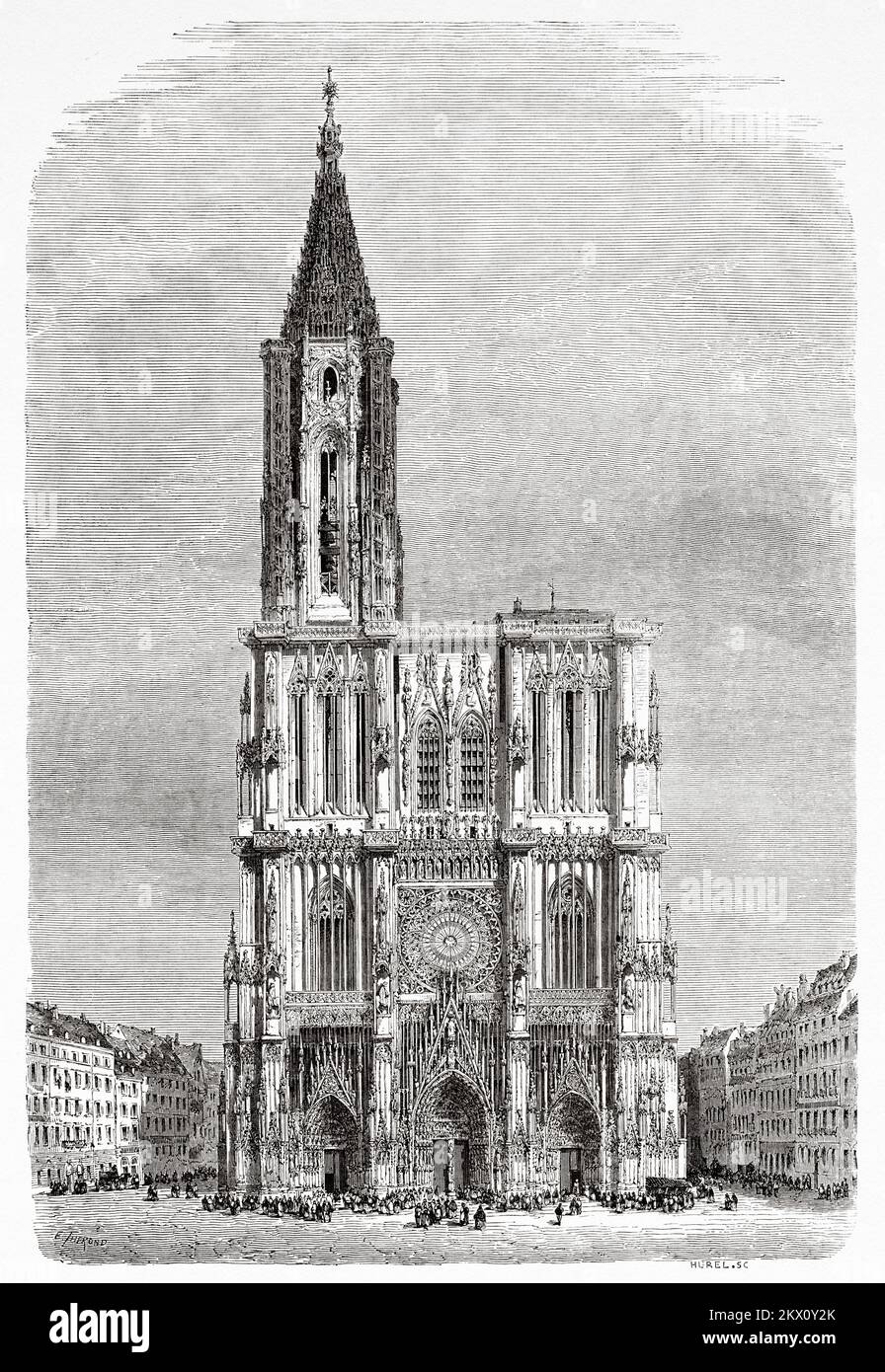 Straßburger Kathedrale, Elsass, Frankreich. Von Paris nach Bukarest mit Victor Duruy 1860 Stockfoto